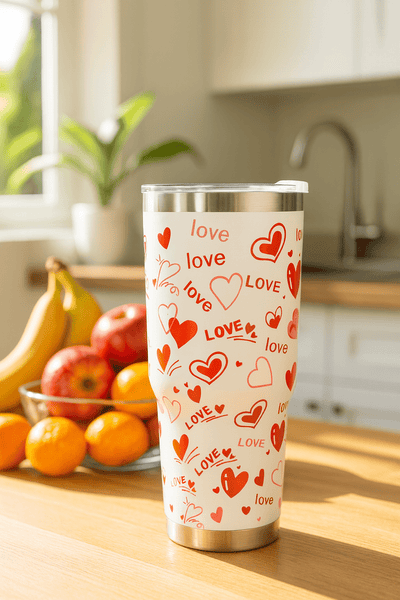 Love Print Stainless Steel Travel Tumbler - Zambeel