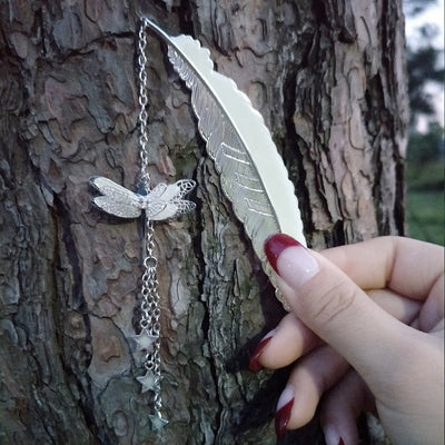 Luminous Retro Pure Copper Feather Bookmark - Zambeel