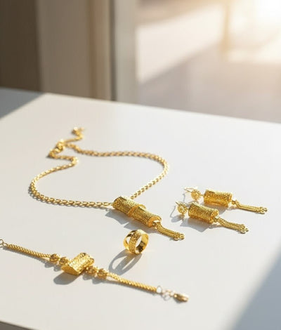 Luxe Regal Tassel Gold Jewelry Set - Zambeel