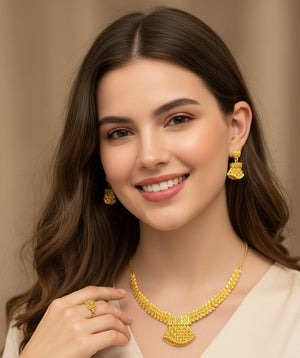 Luxe Royal Leaf Gold Jewelry Set - Zambeel