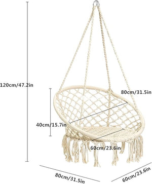 Macrame Hanging Swing Chair Hammock © - Zambeel