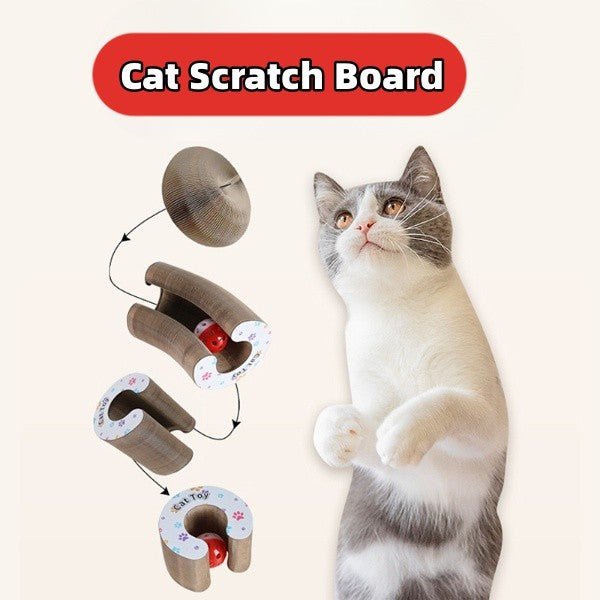 Magic Organ Foldable Cat Scratch Board Toy With Bell Cat Grinding Claw Cat Climbing Frame Round Corrugated Cats Interactive Toys - Zambeel