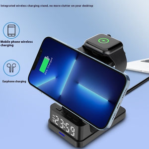 Magnetic Three - in - one 15W Wireless Charger With Clock - Zambeel