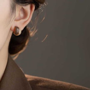 Maillard Contrast Color Drip Glazed Earrings Women's Simple All - match - Zambeel