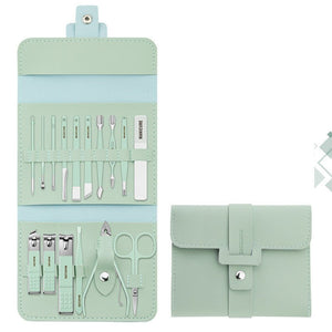 Make Up 16 Pcs Nail Clippers Nail Cutter Nail Scissors With PU Bag Stainless Steel Eagle Hook Portable Tools - Zambeel