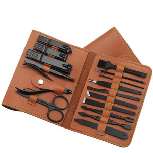 Make Up 16 Pcs Nail Clippers Nail Cutter Nail Scissors With PU Bag Stainless Steel Eagle Hook Portable Tools - Zambeel