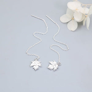 Maple Leaf Tassel Hanging Earrings - Zambeel