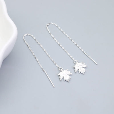Maple Leaf Tassel Hanging Earrings - Zambeel