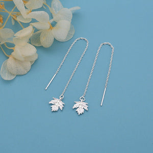 Maple Leaf Tassel Hanging Earrings - Zambeel