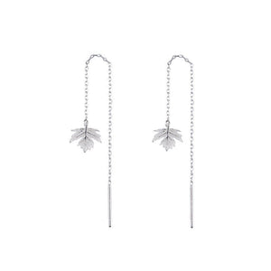 Maple Leaf Tassel Hanging Earrings - Zambeel