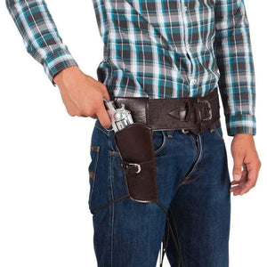 Medieval Retro Halloween Western Cowboy Waist Cinch Belt Double - gun Holster Cosplay Costume Accessory - Zambeel