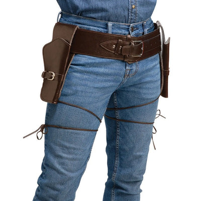 Medieval Retro Halloween Western Cowboy Waist Cinch Belt Double - gun Holster Cosplay Costume Accessory - Zambeel