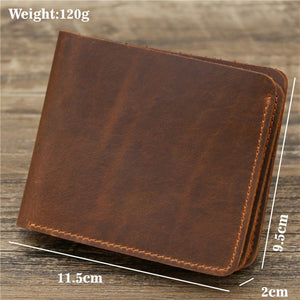 Men Crazy Horse Leather Money Card Bag Leather Wallet - Zambeel
