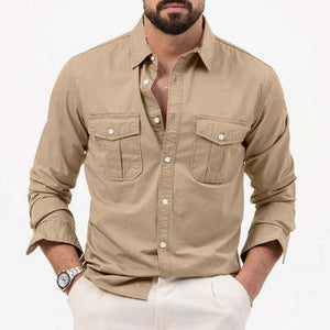 Mens Casual Long - sleeve Shirt Top - Zambeel