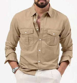 Mens Casual Long - sleeve Shirt Top - Zambeel