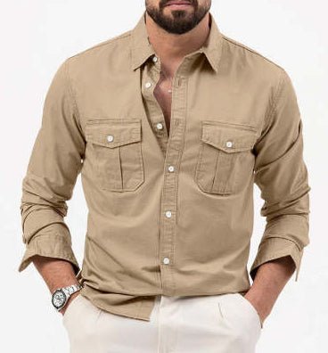 Mens Casual Long - sleeve Shirt Top - Zambeel