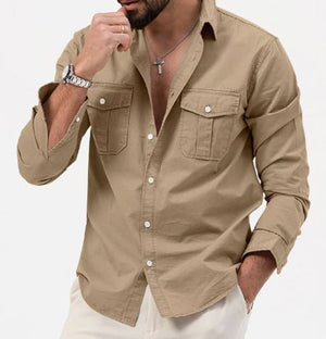Mens Casual Long - sleeve Shirt Top - Zambeel