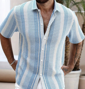 Mens Casual Slim - Fit 3D - Printed Short - Sleeve Beach Shirt - Zambeel
