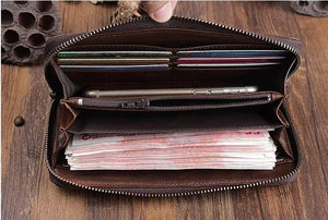 Men's Handmade Sheepskin Retro Long Wallet - Zambeel