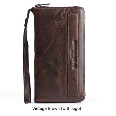 Men's Handmade Sheepskin Retro Long Wallet - Zambeel