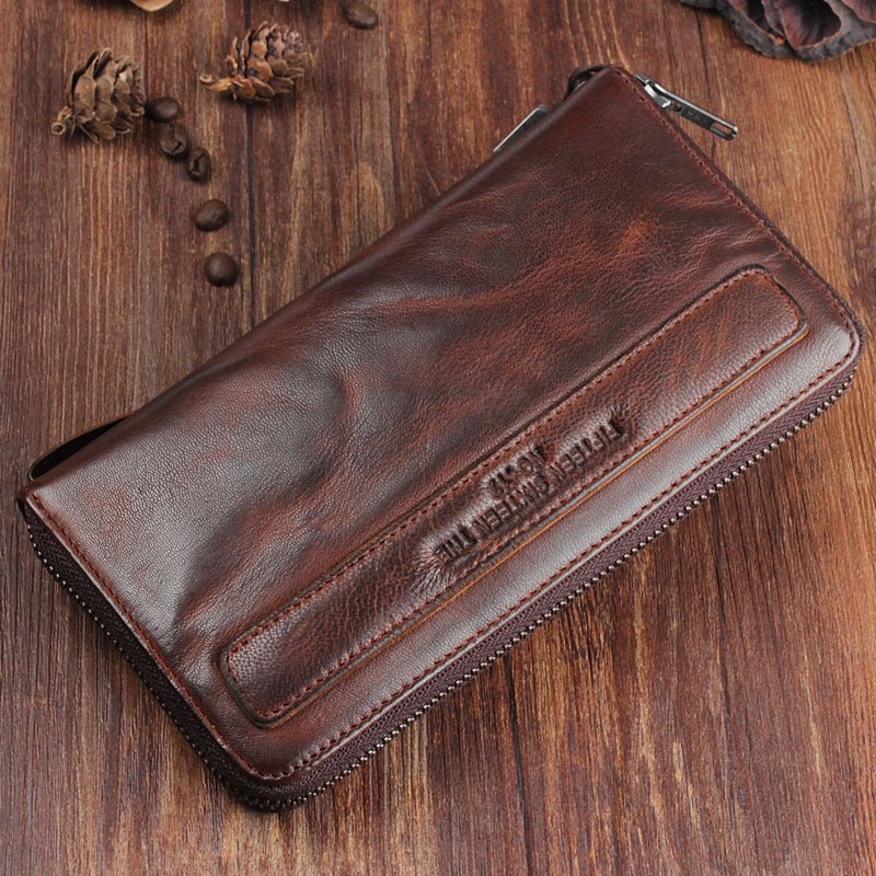 Men's Handmade Sheepskin Retro Long Wallet - Zambeel