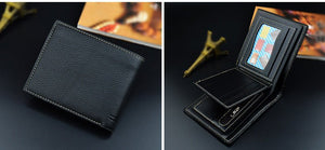 Men's Short Soft Leather Lychee Pattern Multiple Card Slots Wallet - Zambeel