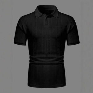 Mens Textured Polo Shirt Short - sleeve T-shirt Top - Zambeel