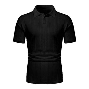 Mens Textured Polo Shirt Short - sleeve T-shirt Top - Zambeel