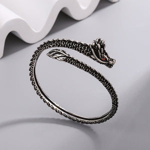Mens Vintage Distressed Red - Eyed Spirit Snake Bracelet - Zambeel