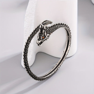 Mens Vintage Distressed Red - Eyed Spirit Snake Bracelet - Zambeel