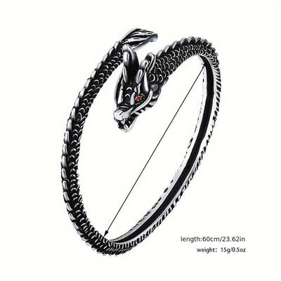 Mens Vintage Distressed Red - Eyed Spirit Snake Bracelet - Zambeel