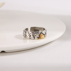 Mens Vintage Stone - Textured Ring With An Aged Cracked Finish - Zambeel