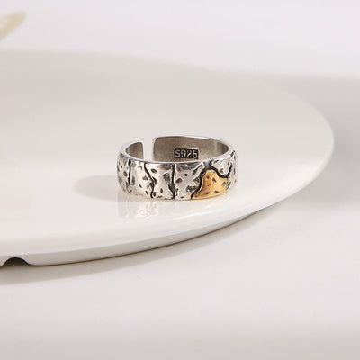 Mens Vintage Stone - Textured Ring With An Aged Cracked Finish - Zambeel
