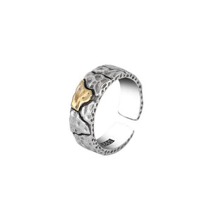 Mens Vintage Stone - Textured Ring With An Aged Cracked Finish - Zambeel