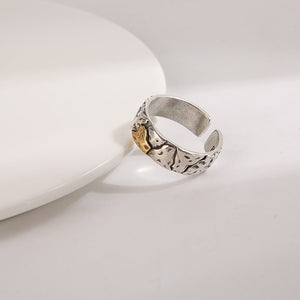 Mens Vintage Stone - Textured Ring With An Aged Cracked Finish - Zambeel
