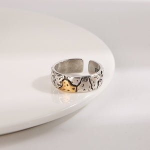 Mens Vintage Stone - Textured Ring With An Aged Cracked Finish - Zambeel