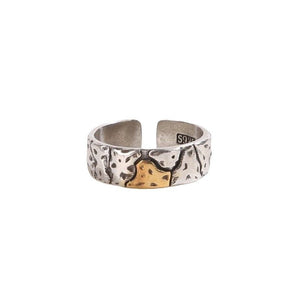 Mens Vintage Stone - Textured Ring With An Aged Cracked Finish - Zambeel