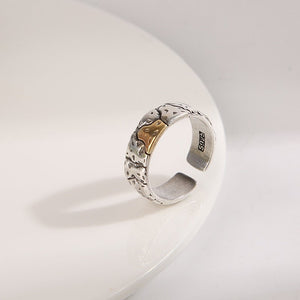 Mens Vintage Stone - Textured Ring With An Aged Cracked Finish - Zambeel