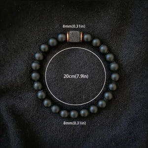 Men's Volcanic Stone Bracelet Square Black Agate - Zambeel