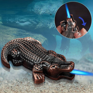 Metal Creative Lighter Personalized Butane Inflatable Lighter Crocodile Shaped Windproof Lighter Cigarette Accessories - Zambeel