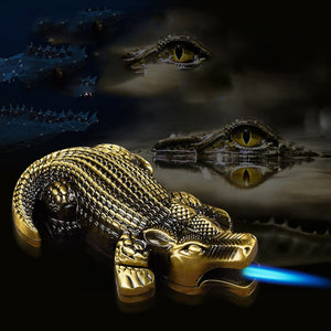 Metal Creative Lighter Personalized Butane Inflatable Lighter Crocodile Shaped Windproof Lighter Cigarette Accessories - Zambeel