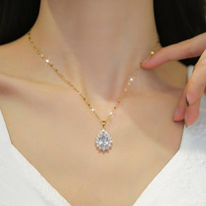 Micro - inlaid Graceful Personality Banquet Ear Necklace Combination - Zambeel