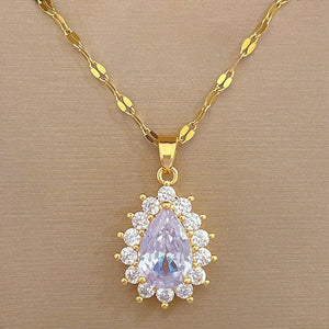 Micro - inlaid Graceful Personality Banquet Ear Necklace Combination - Zambeel