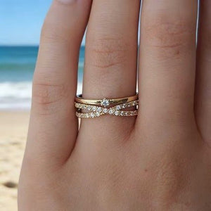 Micro - pave Zircon Crown Ring In Gold And Silver With An Adjustable Opening - Zambeel