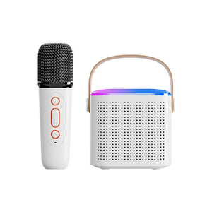 Microphone Karaoke Machine Bluetooth Speaker With 2 Wireless Mic RGB Light Home Family Singing Speaker - Zambeel