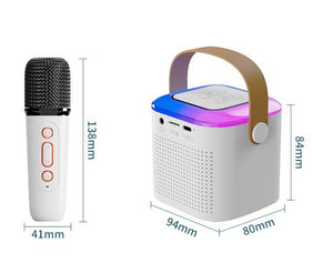 Microphone Karaoke Machine Bluetooth Speaker With 2 Wireless Mic RGB Light Home Family Singing Speaker - Zambeel