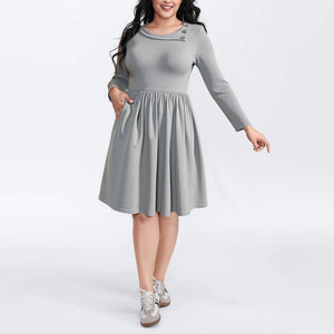 Mid - length Knitted Dress With Pockets On Both Sides - Zambeel