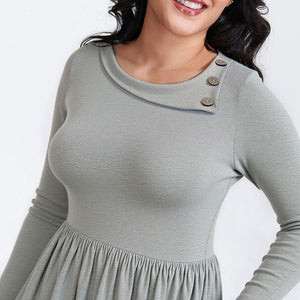 Mid - length Knitted Dress With Pockets On Both Sides - Zambeel