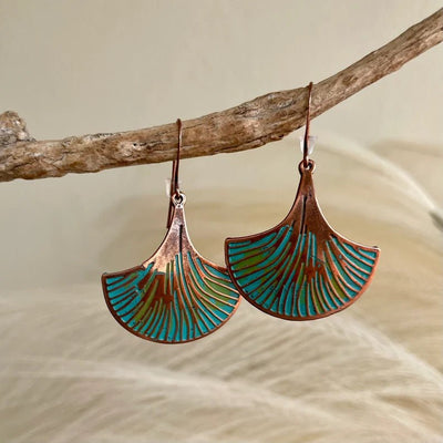 Mingcheng Retro Ginkgo Leaf Plant Vein Pendant Earrings - Zambeel
