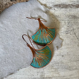 Mingcheng Retro Ginkgo Leaf Plant Vein Pendant Earrings - Zambeel